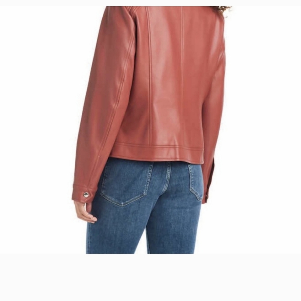Vince Camuto Womens Faux Leather Jacket, pink nwt - Picture 4 of 7
